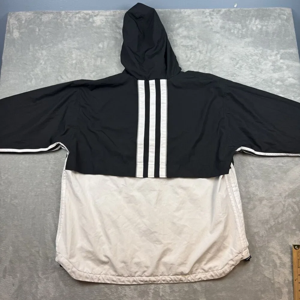 Adidas Originals Trefoil 3 Stripe Anorak Windbreaker Jacket Black White XL